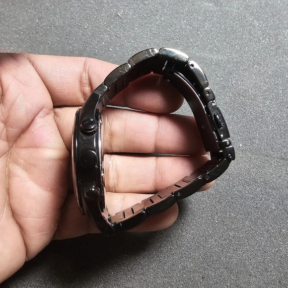 DKNY NY1283 Men's Round Chronograph Watch Black Steel Bracelet Yellow Black Dial - Picture 5 of 10